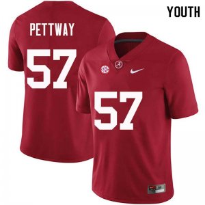 NCAA Youth Alabama Crimson Tide #57 D.J. Pettway Stitched College Nike Authentic Crimson Football Jersey HV17N44LZ